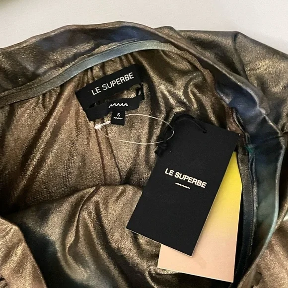 Le Superbe Take it easy Metallic Slit Multicolor Tie dye Skirt Oil Spill S - Picture 9 of 9